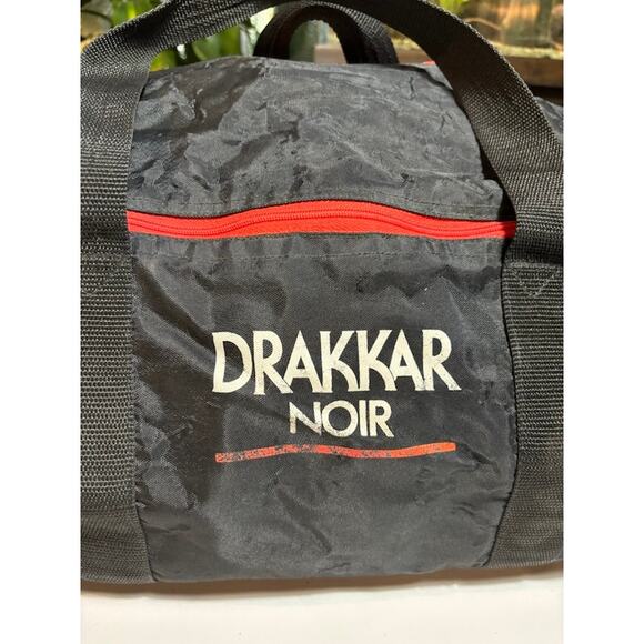 Vintage Drakkar Noir duffle bag vtg 80s black and red travel gym bag 80s retro - Picture 2 of 5
